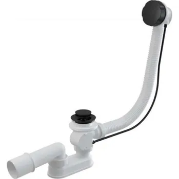 Sifon Alcadrain Odtokové soupravy - Vanová odtoková a přepadová souprava, délka 1000 mm, matná černá A55BLACK-100