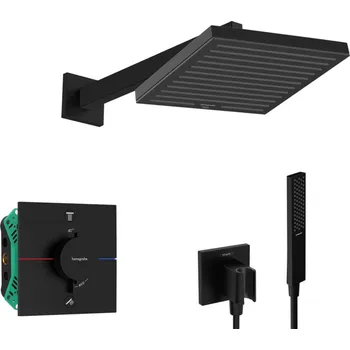 Hansgrohe - Sprchový set s termostatem pod omítku, s tělesem, 26x26 cm, matná černá SANI21HHH403