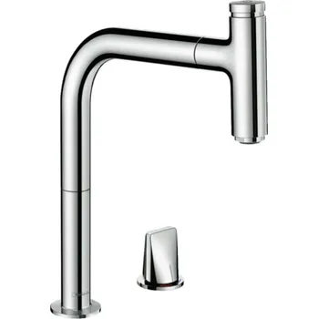 Hansgrohe M71 - Dřezová baterie Metris Select s výsuvnou koncovkou, 2-otvorová instalace, sBox, EcoSmart, chrom 73825000