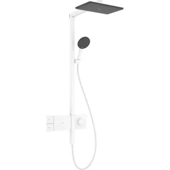 Sprchový set Hansgrohe Raindance Alive Q - Sprchový set s termostatem, 21x34 cm, 3 proudy, EcoSmart, matná bílá 24581700