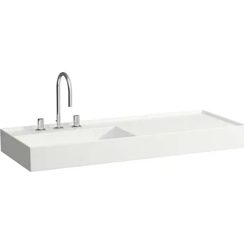 Umyvadlo Laufen Kartell - Umyvadlo 120x46 cm, se 3 otvory pro baterii, SaphirKeramik, bílá H8133320001581