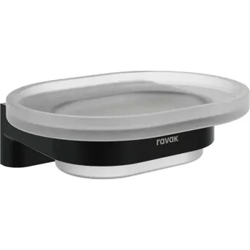 Mýdlenka Ravak Chrome - Mýdlenka s držákem, sklo/matná černá X07P1375