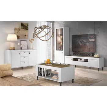 Obývací stěna Obývací sestava Mossa 1 - dub whiskey + bílá