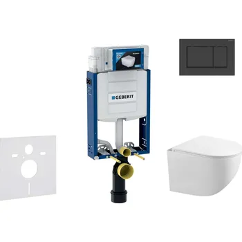 WC sada Geberit Kombifix - Set předstěnové instalace, klozetu Gaia a sedátka softclose, tlačítko Sigma20, matná černá/černá SANI15CA5105