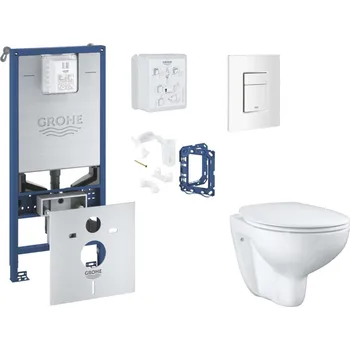 WC sada Grohe Rapid SLX - Set předstěnové instalace, klozetu, sedátka SoftClose, tlačítka Skate Cosmopolitan a sady pro vhazování tablet, alpská bílá SANI11BB3133