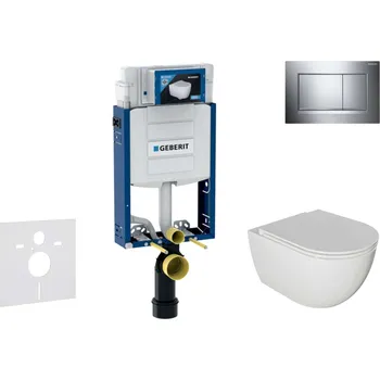 WC sada Geberit Kombifix - Set předstěnové instalace, klozetu Oudee a sedátka softclose, tlačítko Sigma20, chrom SANI15CA1115