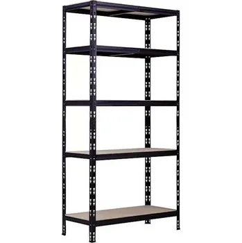 regál German Kovový regál / 40 x 90 x 180 cm / nosnost 175 kg/police / 5 pater / dřevo / černá