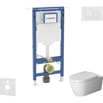 Geberit Duofix - Set předstěnové instalace, klozetu a sedátka Duravit ME by Starck, tlačítka Sigma01, Rimless, SoftClose, alpská bílá SANI11CP3109
