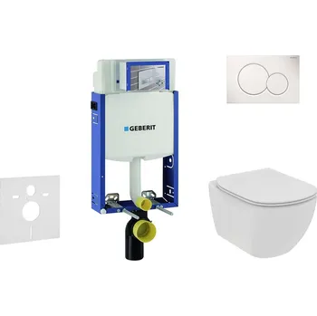 Geberit Kombifix - Set předstěnové instalace, klozetu a sedátka Ideal Standard Tesi, tlačítka Sigma01, Rimless, SoftClose, alpská bílá 110.302.00.5 NE1