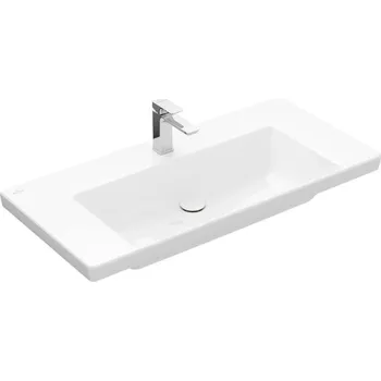 Villeroy & Boch Subway 3.0 - Umyvadlo 100x47 cm, bez přepadu, otvor pro baterii, CeramicPlus, Stone White 4A70A2RW
