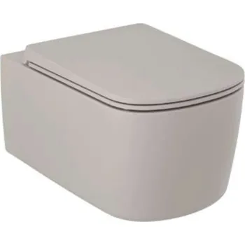 Klozet Kludi Resa S - Závěsné WC se sedátkem SoftClose, Rimless, Spiralflush, matná písečně šedá 27WCSETO2