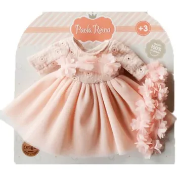 Doplněk pro panenku Šaty a čelenka pro panenku Paola Reina a Minikane 32 cm - Pink Flower