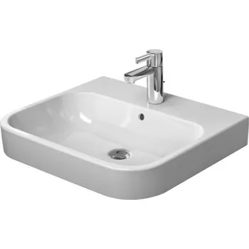 Umyvadlo Duravit Happy D.2 - Umyvadlo 60x51 cm, s přepadem, s otvorem pro baterii, WonderGliss, bílá 23186000001