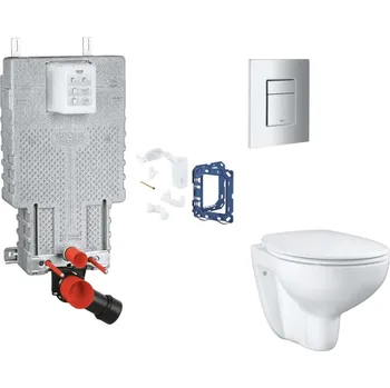 WC sada Grohe Uniset - Set předstěnové instalace, klozetu, sedátka SoftClose, tlačítka Skate Cosmopolitan a sady pro vhazování tablet, matný chrom SANI15BB2114