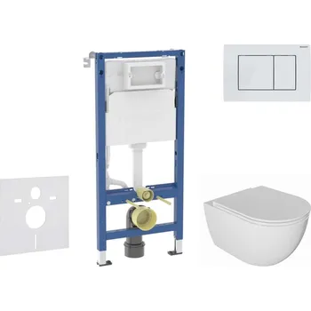 WC sada Geberit Duofix - Set předstěnové instalace, klozetu Oudee a sedátka softclose, tlačítko Delta30, alpská bílá SANI11CA3139B