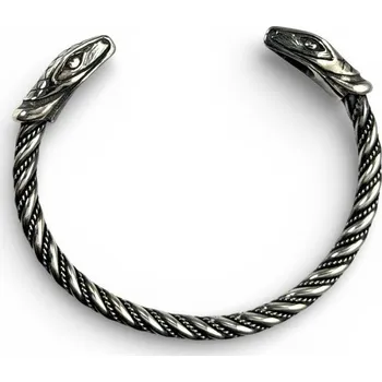 Náramek Drakkaria - splétárna JÖRMUNGANDR, vikingský had, stříbrný náramek, Ag 925