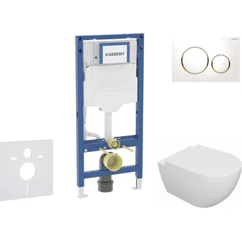 Geberit Duofix - Set předstěnové instalace, klozetu Oudee a sedátka softclose, tlačítko Sigma20, bílá/pozlacená SANI11CA3125B