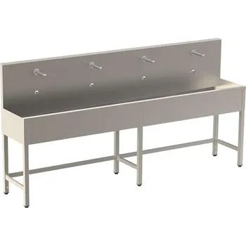 Nerezový dřez Sanela Nerezové dřezy - Celoopláštěný stojící mycí žlab 2500 mm, 4 senzorové baterie, síťové napájení, antivandal, nerez SLUN 52E