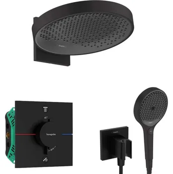 Hansgrohe - Sprchový set s termostatem pod omítku, s tělesem, průměr 36 cm, 3 proudy, matná černá SANI21HHH411