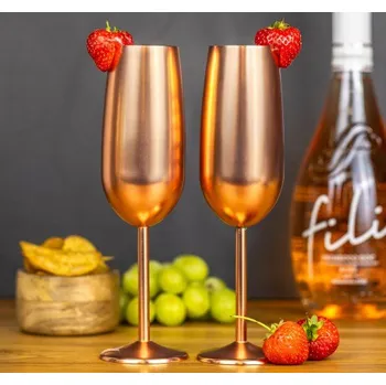 Sklenice Set nerezových sklenic na šampaňské - Rose gold