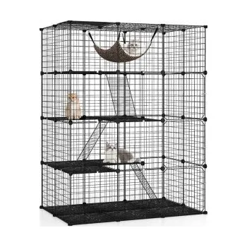 Velká čtyřpatrová klec PV10319BK, 109,5 x 74,5 x 143 cm, černá - A COSTWAY