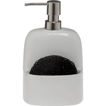 Dávkovač mýdla Spirella dávkovač mýdla s držákem na houbičku BRIDGET, bílý, keramika, 600 ml