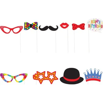 Party dekorace Unique Party Fotorekvizity, Happy Birthday, mix barev, 10ks