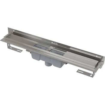 Odvodňovací žlab Alcadrain Odtokové žlaby - Sprchový žlab Flexible 55 cm, s nastavitelným límcem ke stěně, svislý odtok, nerez APZ1004-550