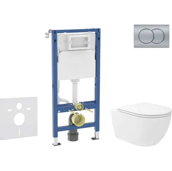 WC sada Geberit Duofix - Set předstěnové instalace, klozetu Oudee Vortex a sedátka softclose, tlačítko Delta01, matný chrom SANI11CA1157B