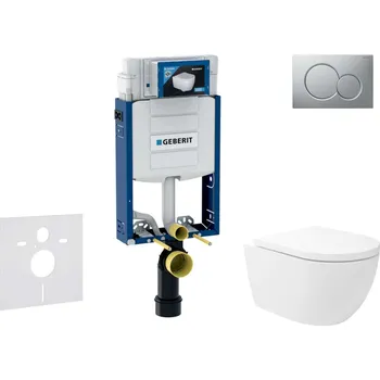WC sada Geberit Kombifix - Set předstěnové instalace, klozetu Oudee Vortex a sedátka softclose, tlačítko Sigma01, lakovaný matný chrom SANI15CA1133