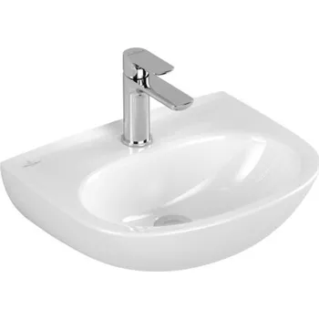 Umyvadlo Villeroy & Boch O.novo - Umývátko 45x36 cm, bez přepadu, otvor pro baterii, alpská bílá 43404601