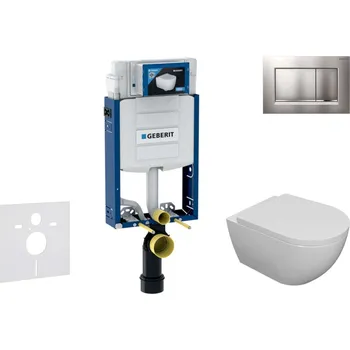 WC sada Geberit Kombifix - Set předstěnové instalace, klozetu Oudee a sedátka softclose, tlačítko Sigma20, lakovaný chrom mat/chrom SANI15CA1102