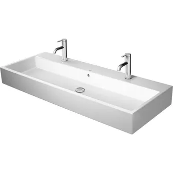 Umyvadlo Duravit Vero Air - Dvojumyvadlo nábytkové 120x47 cm, s přepadem, s otvory pro baterie, WonderGliss, bílá 23501200261