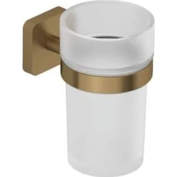 Držák na kartáček Kludi Vela S - Držák kartáčků a pasty, sklo/kartáčovaný bronz 25975N1