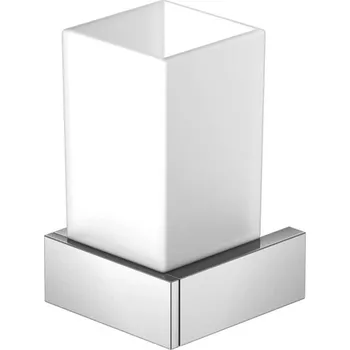 Držák na kartáček Steinberg 460 - Sklenka na kartáčky a pastu s držákem, matné sklo/chrom 460 2001