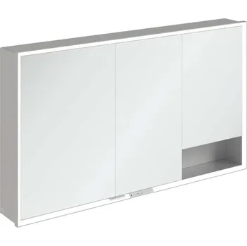 Zrcadlo Villeroy & Boch My View+ - Zrcadlová skříňka s LED osvětlením 130x75x17 cm, 3 dvířka, šedá A4811300