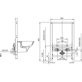 Bidet Kludi Unifix - Předstěnová instalace pro bidet, výška 82 cm 79201