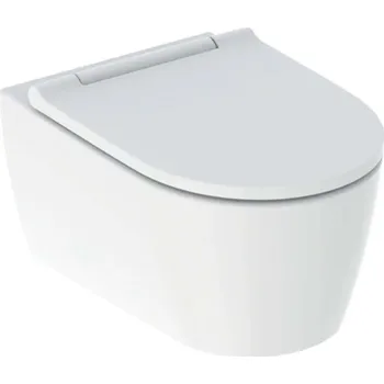 Klozet Geberit ONE - Závěsné WC se sedátkem SoftClose, TurboFlush, matná bílá/lesklý chrom 500.202.JT.1