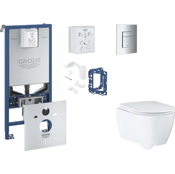 WC sada Grohe Rapid SLX - Set předstěnové instalace, klozetu, sedátka SoftClose, tlačítka Skate Cosmopolitan a sady pro vhazování tablet, chrom SANI11BB2131