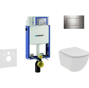 Geberit Kombifix - Set předstěnové instalace, klozetu a sedátka Ideal Standard Tesi, tlačítka Sigma20, Rimless, SoftClose, lesklý chrom/chrom mat 110.302.00.5 NE6