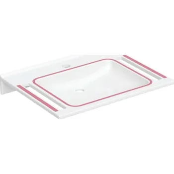 Umyvadlo Geberit Publica - Umyvadlo bezbariérové, s výřezy, bez přepadu, otvor pro baterii, alpská bílá 500.666.01.2