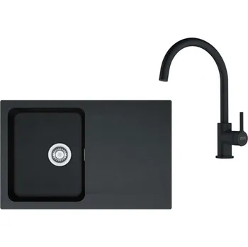 Granitový dřez Franke Sety - Kuchyňský set T119Č, tectonitový dřez OID 611-78 a baterie FC 6018.901, černá/matná černá 143.0687.312