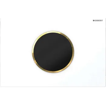 Splachovací tlačítko Geberit Sigma10 - Elektronické ovládání splachování, bateriové napájení, bílá/zlatá 115.908.KK.6