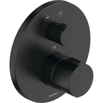 Vodovodní baterie Duravit C.1 - Vanová termostatická baterie pod omítku, pro 2 spotřebiče, matná černá C15200014046