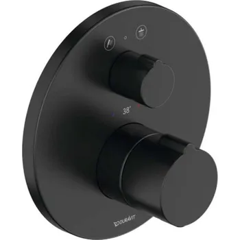 Vodovodní baterie Duravit C.1 - Sprchová termostatická baterie pod omítku, pro 2 spotřebiče, matná černá C14200014046