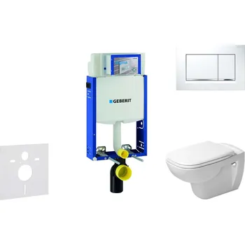 Geberit Kombifix - Modul pro závěsné WC s tlačítkem Sigma20, bílá/lesklý chrom + Duravit D-Code - WC a sedátko, Rimless, SoftClose 110.302.00.5 NH5