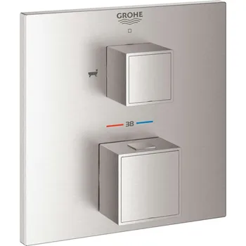 Vodovodní baterie Grohe Grohtherm Cube - Termostatická baterie pod omítku pro 2 spotřebiče, supersteel 24155DC0