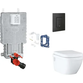 Grohe Uniset - Set předstěnové instalace, klozetu, sedátka SoftClose, tlačítka Even a sady pro vhazování tablet, phantom black SANI15BB5117