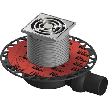 Odvodňovací žlab Tece Odtokové kanálky - Podlahová vpusť boční, snížená, 10x10 cm, nerez/plast 3601100