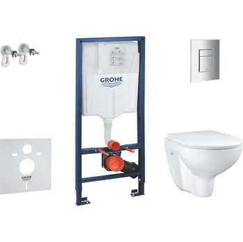 Grohe Solido - Set předstěnové instalace, klozetu a Slim sedátka Bau Ceramic, softclose, tlačítko Even, chrom SANI15BB1101